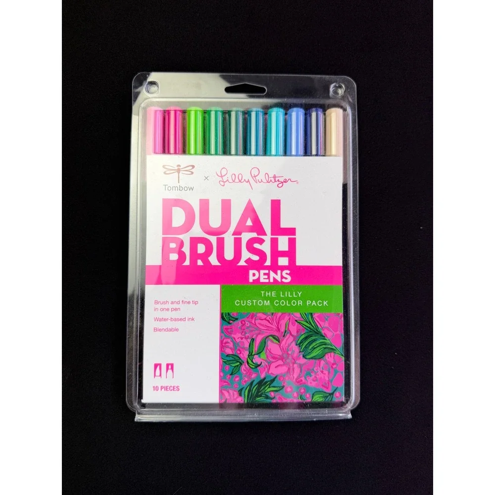 Tombow Lilly Pulitzer Dual Brush Pens 10 Pack Water Based Art Markers New Floral